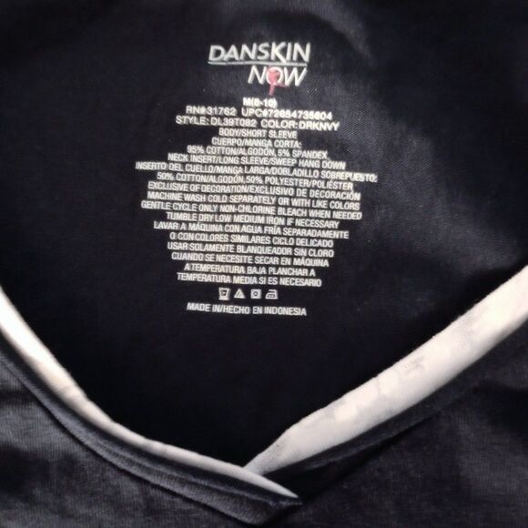 NWT Danskin Navy Blue/White Long Sleeve Top sz M 8-10 Women's - Picture 5 of 5